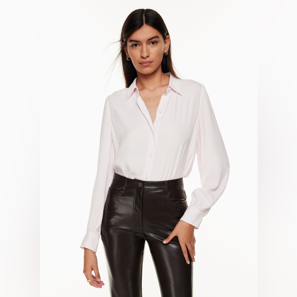 Aritzia Wilfred Josephine blouse Soft Pink Button Down Shirt